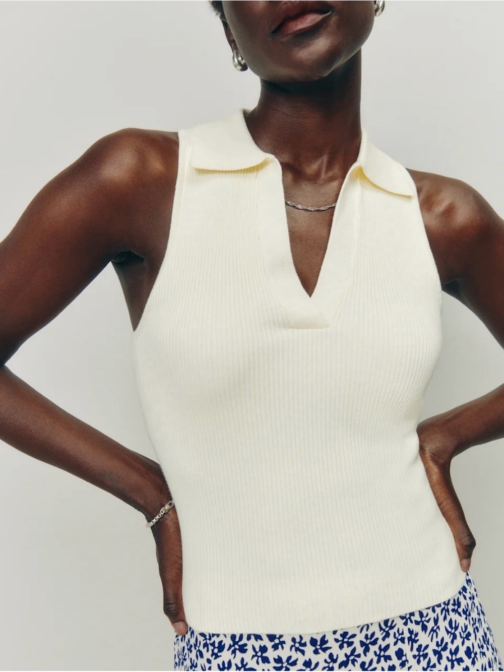 Reformation Tabitha Collared Sleeveless Sweater